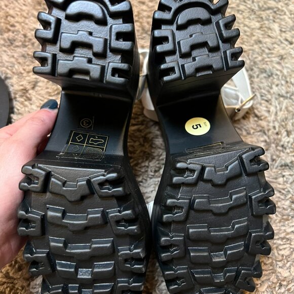 Public Desire Dolls Kill Avenue chunky cleated platform white block heel sandal - Picture 4 of 5